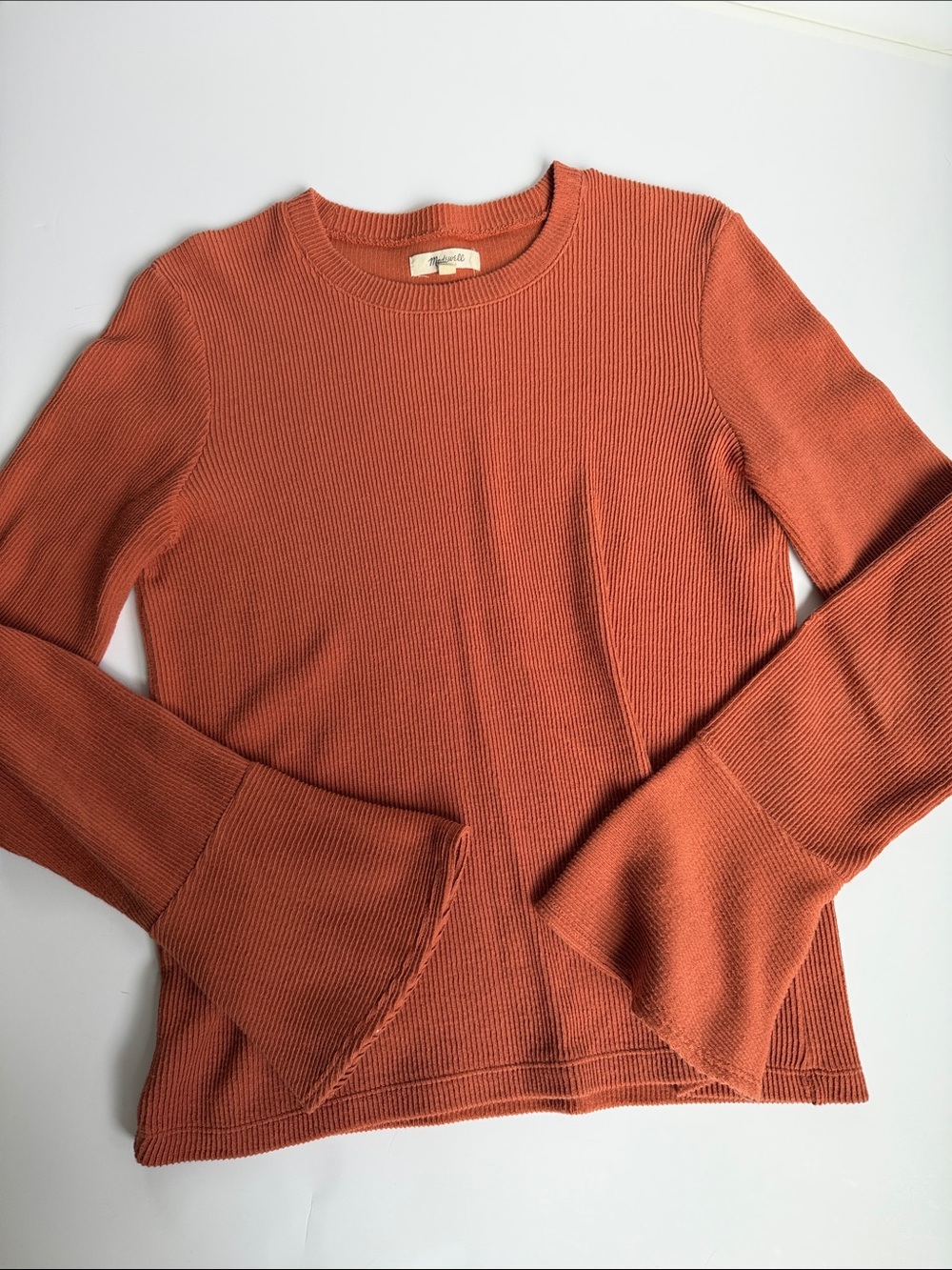 Madewell Ribbed Long-Sleeve Top in Rust Orange